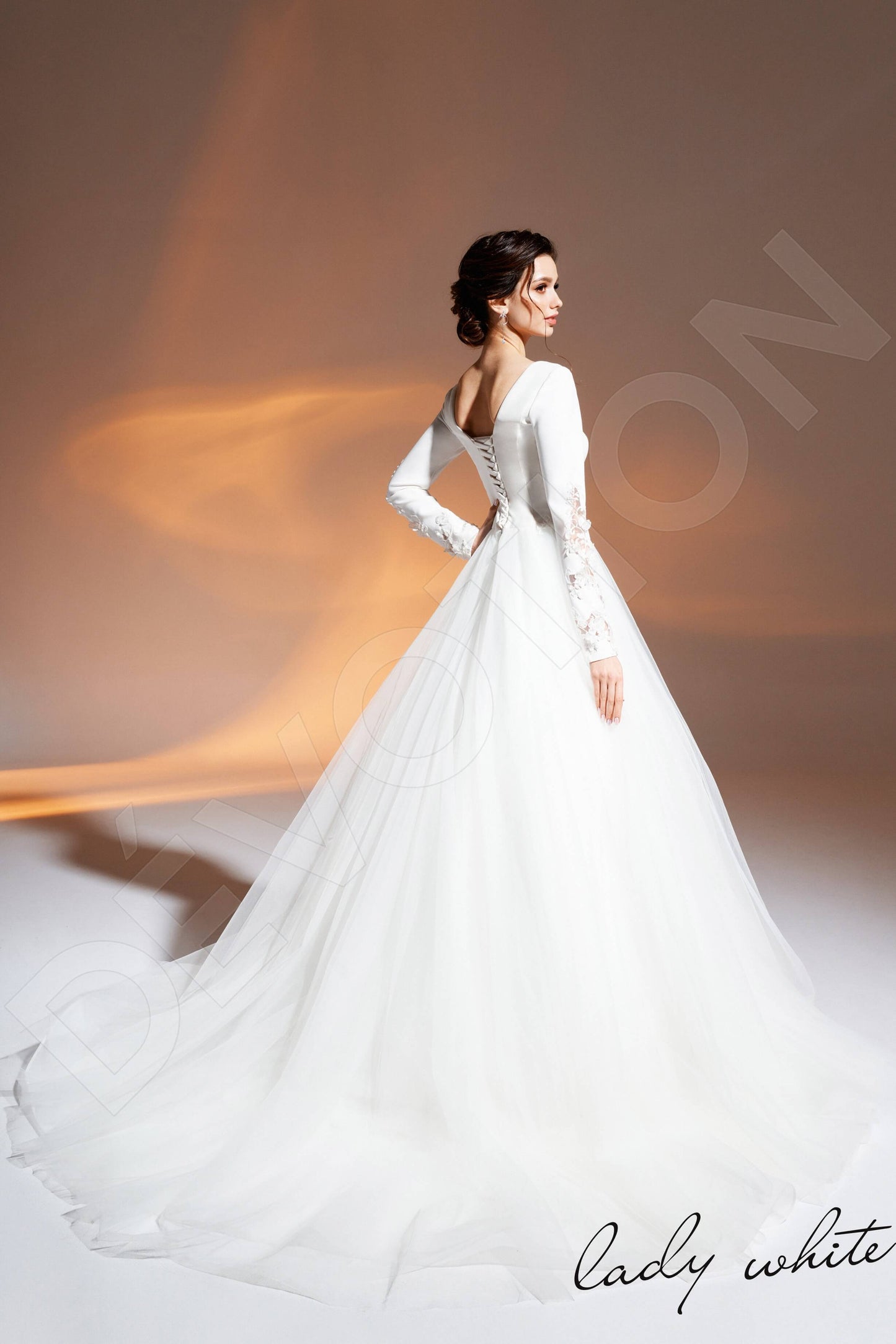 Zahra Open back A-line Long sleeve Wedding Dress Back
