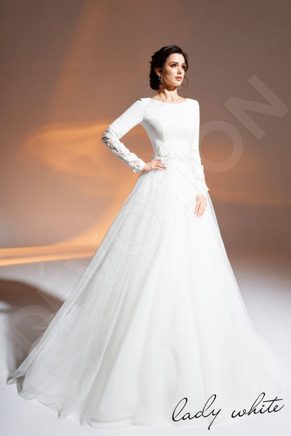 Zahra Open back A-line Long sleeve Wedding Dress 7