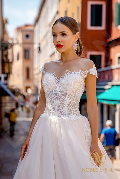 Albertina Open back A-line Short/ Cap sleeve Wedding Dress 2