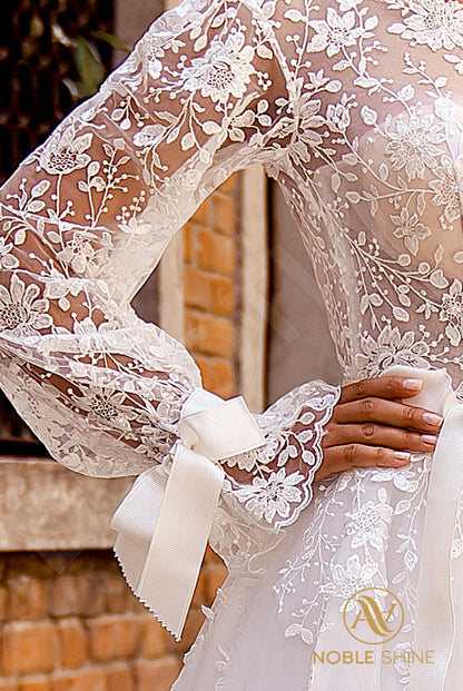 Letizia Full back A-line Long sleeve Wedding Dress 7