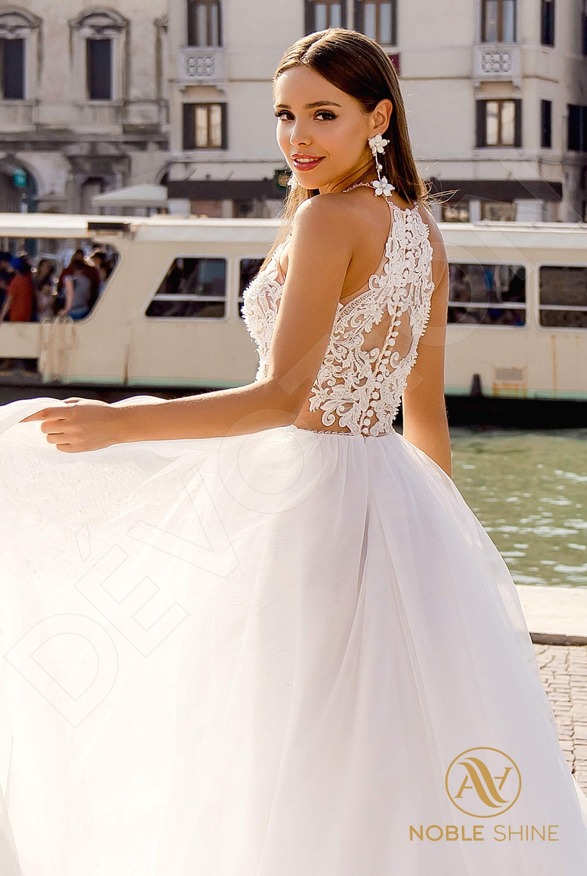 Carmela A-line Halter Milk Wedding dress