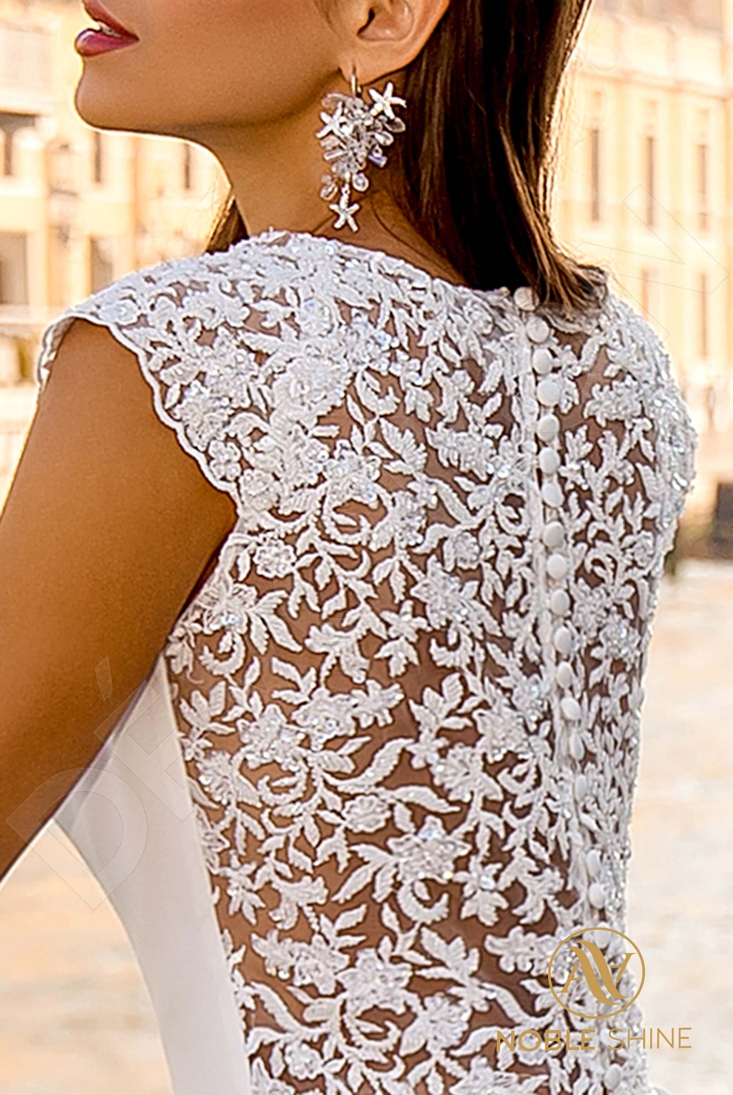 Ornella Full back A-line Short/ Cap sleeve Wedding Dress 7
