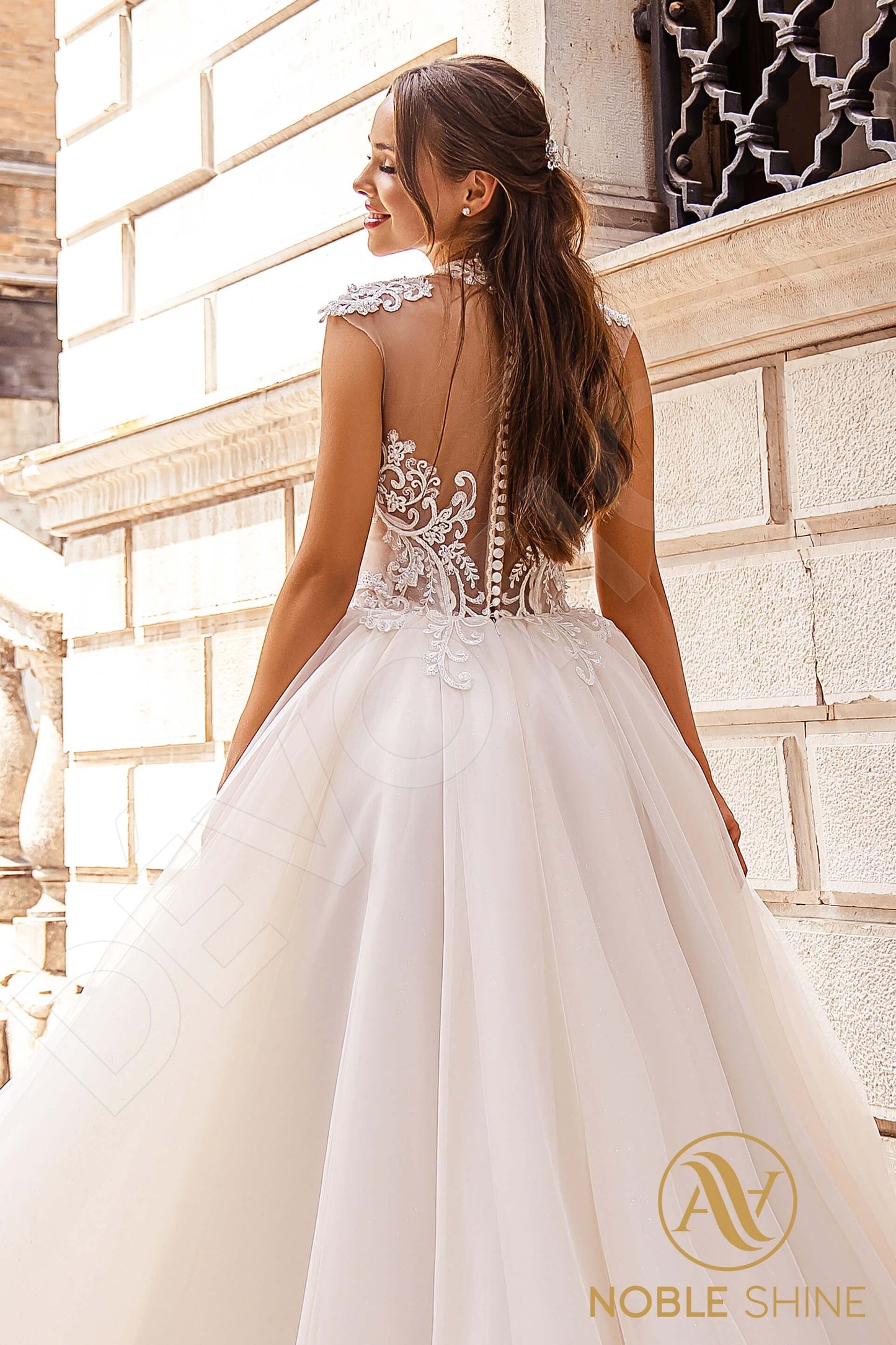 Theothilla Illusion back A-line Sleeveless Wedding Dress 3