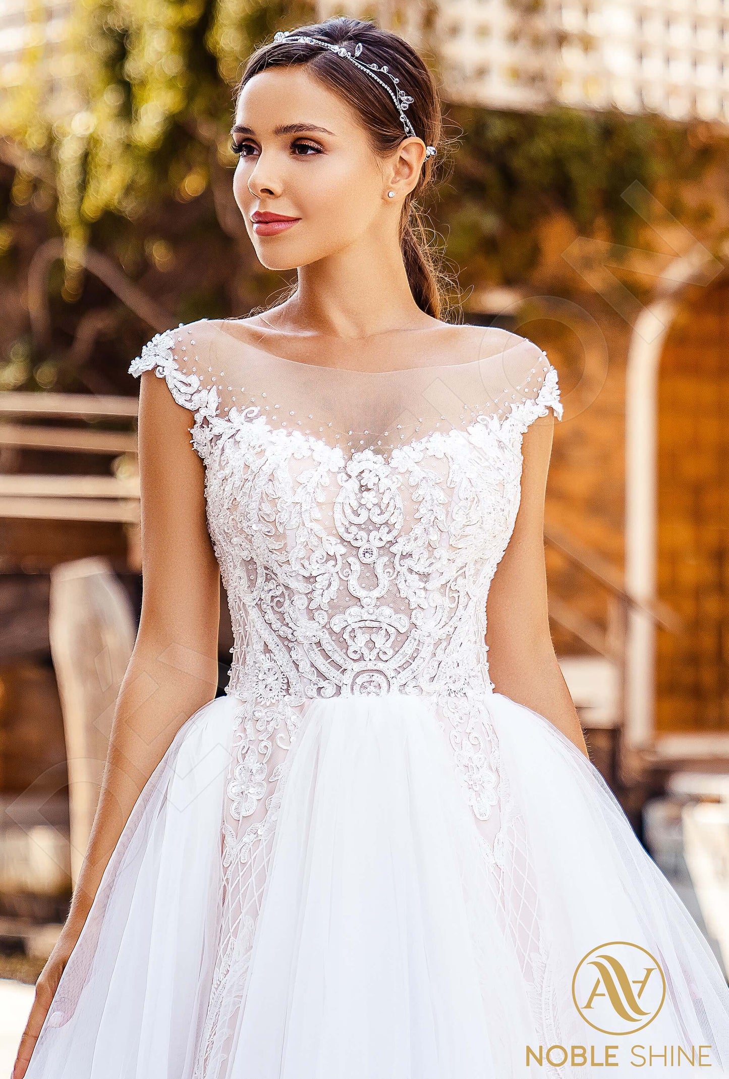 Nina Illusion back A-line Sleeveless Wedding Dress 4