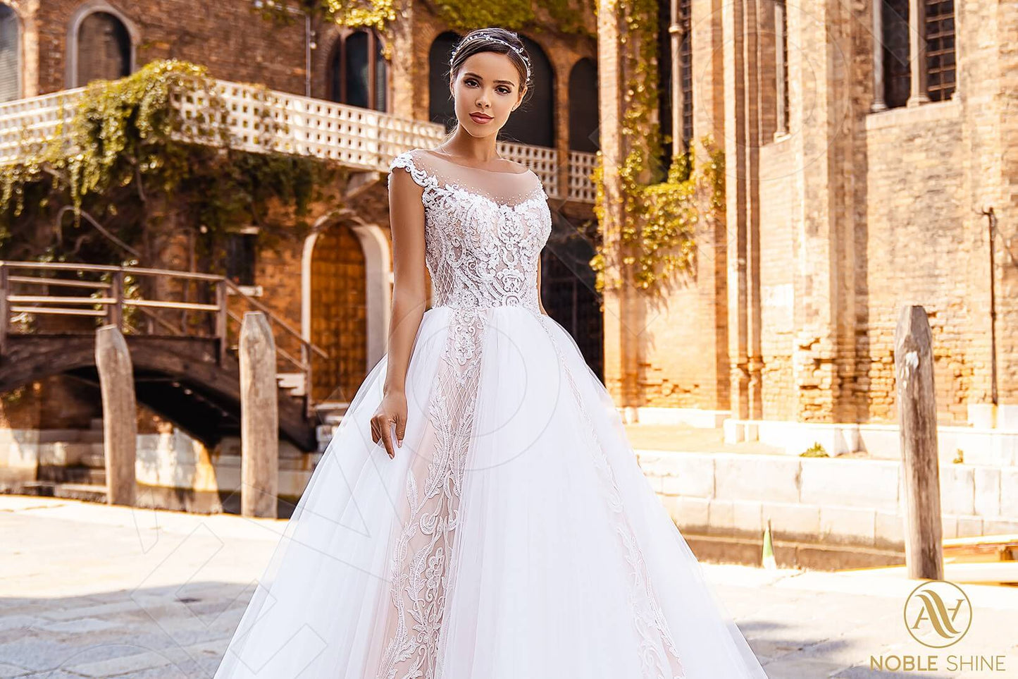 Nina Illusion back A-line Sleeveless Wedding Dress 6