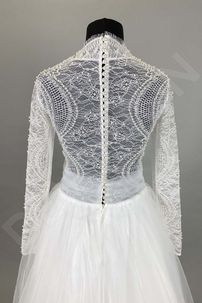 Marvel Full back A-line Long sleeve Wedding Dress 11