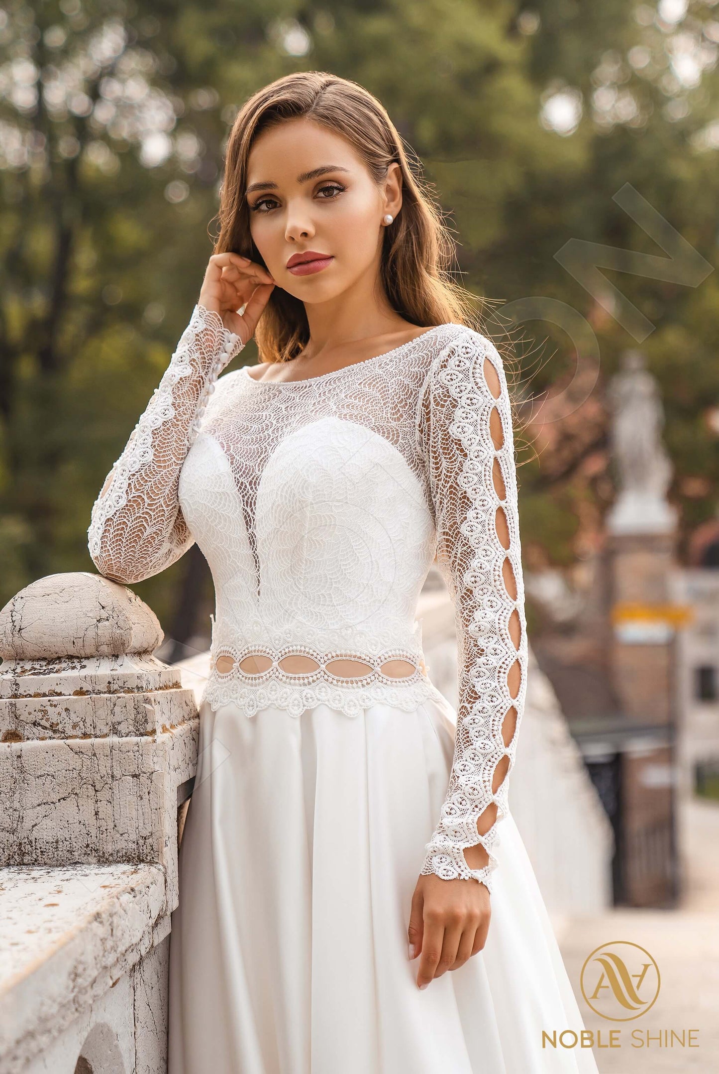 Augostina Full back A-line Long sleeve Wedding Dress 2