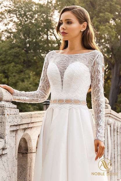 Augostina Full back A-line Long sleeve Wedding Dress 5