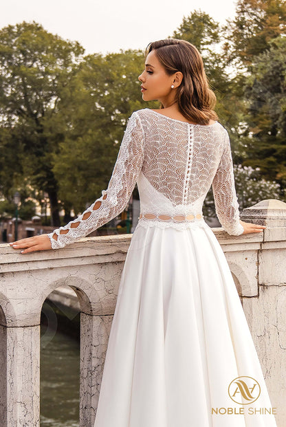 Augostina Full back A-line Long sleeve Wedding Dress 4