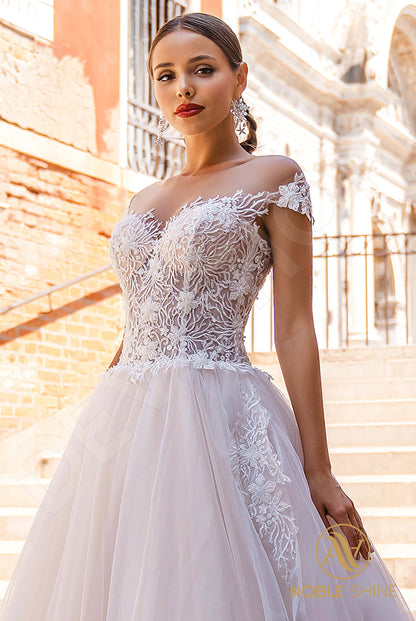 Albertina Open back A-line Short/ Cap sleeve Wedding Dress 4