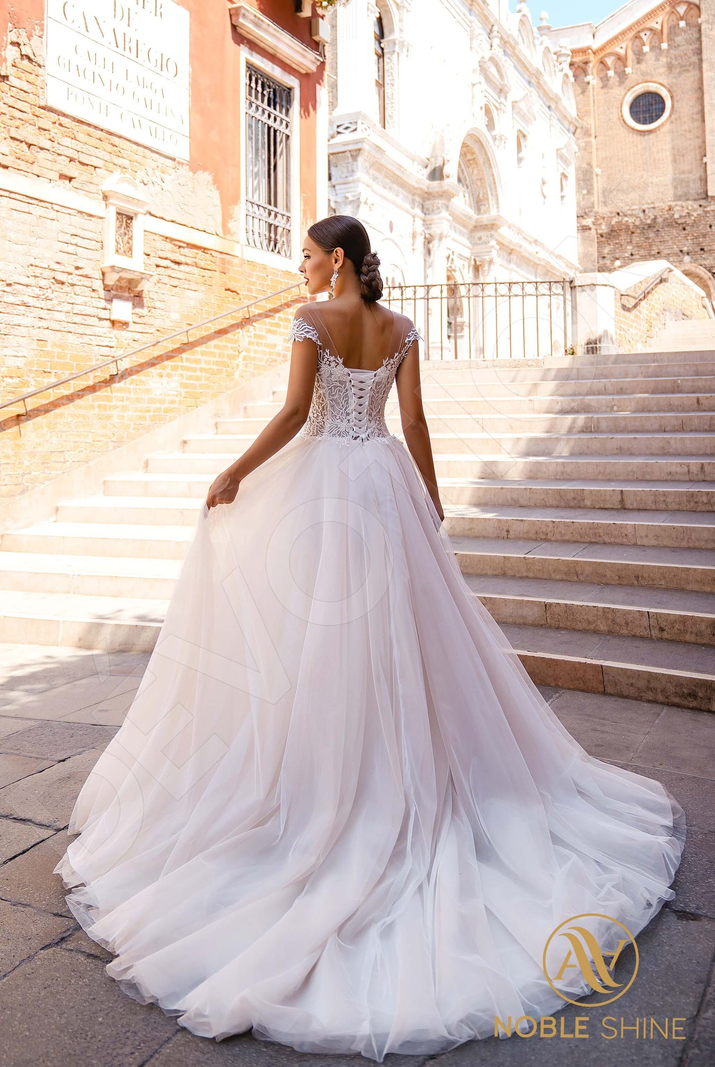 Albertina Open back A-line Short/ Cap sleeve Wedding Dress Back