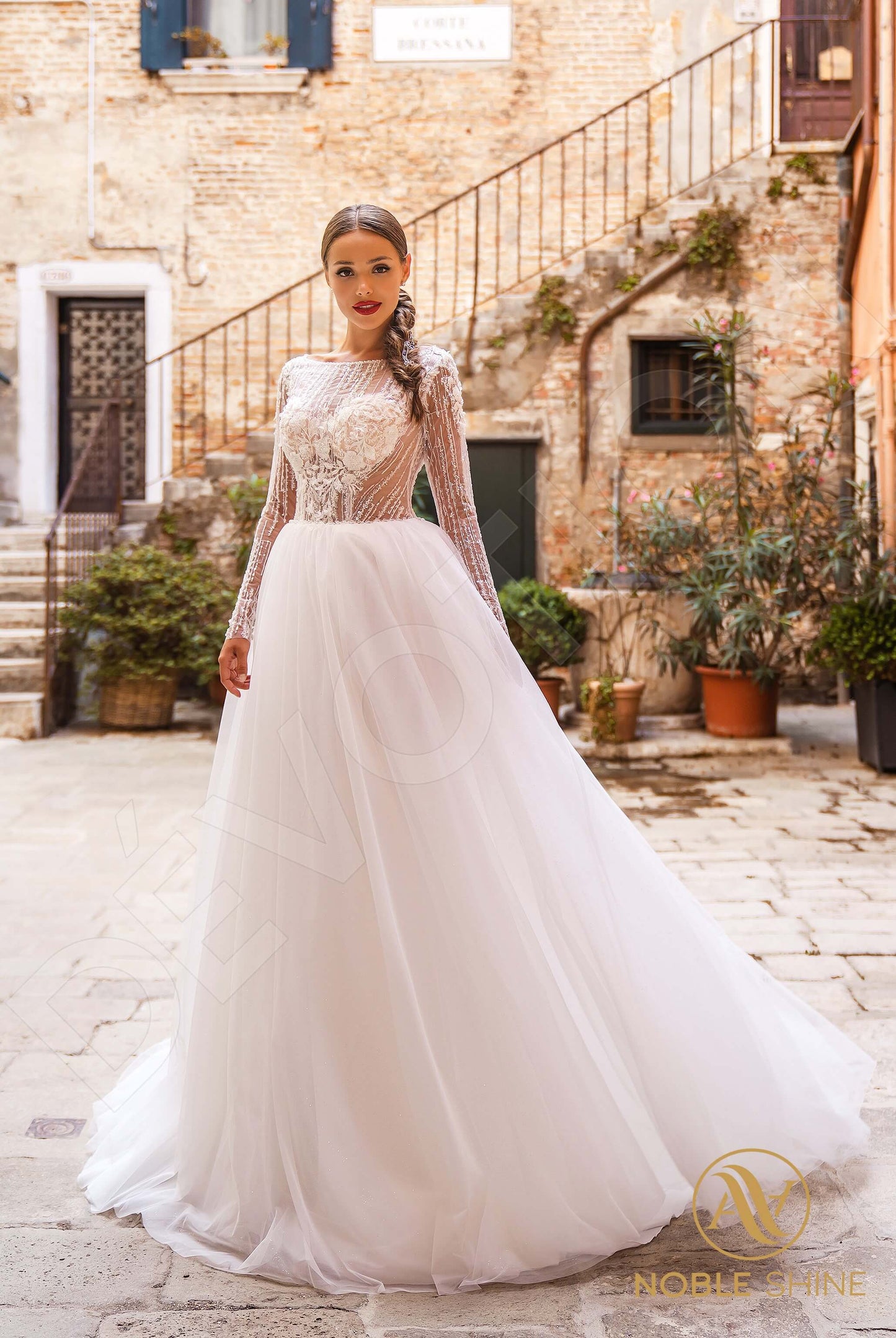 Beatrice Full back A-line Long sleeve Wedding Dress 5