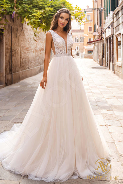 Vittoria Open back A-line Sleeveless Wedding Dress Front