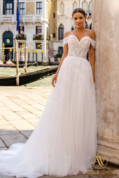 Gracia Open back A-line Sleeveless Wedding Dress Front