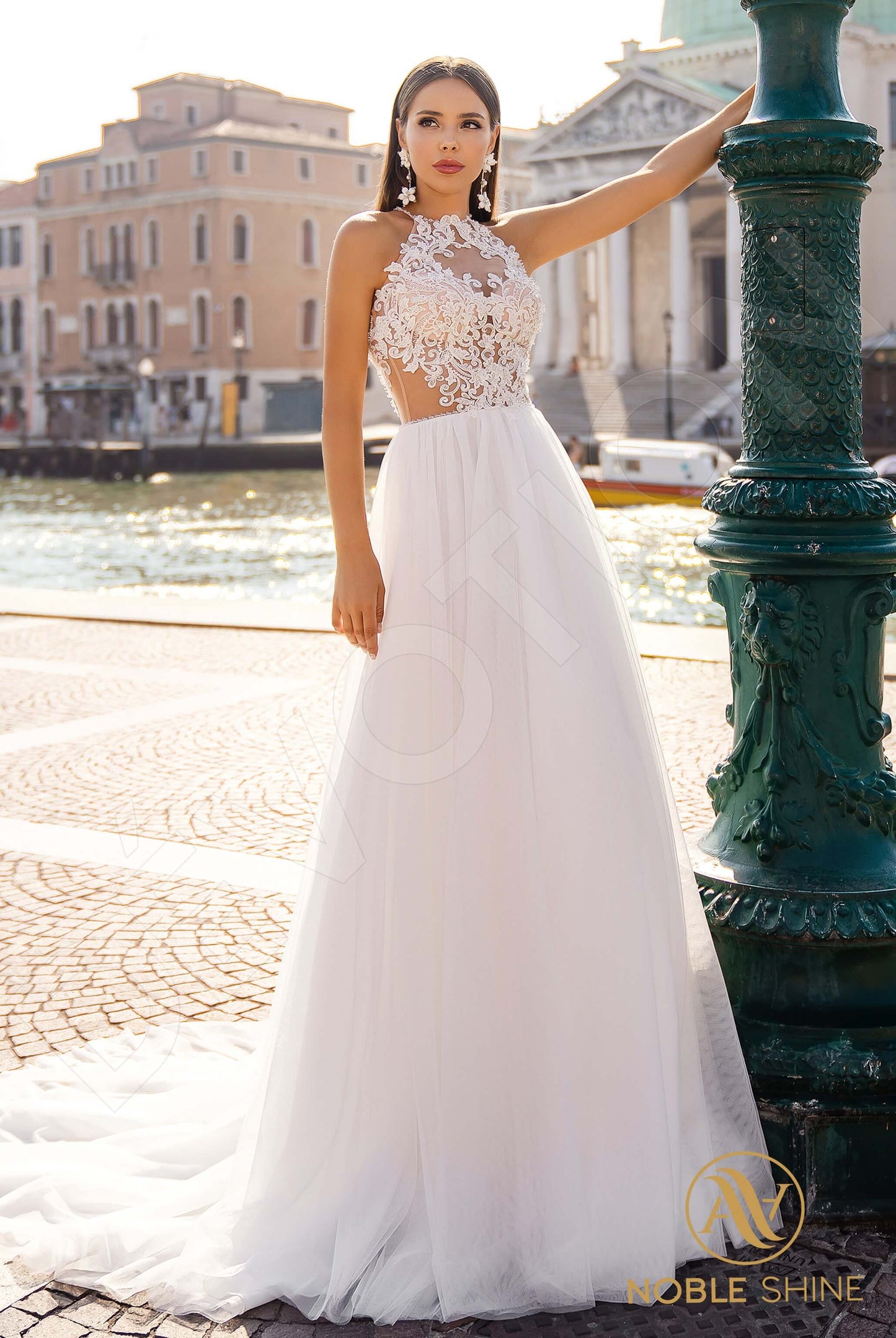 Carmela Full back A-line Sleeveless Wedding Dress Front