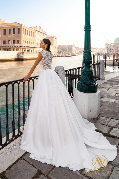 Ornella Full back A-line Short/ Cap sleeve Wedding Dress 5