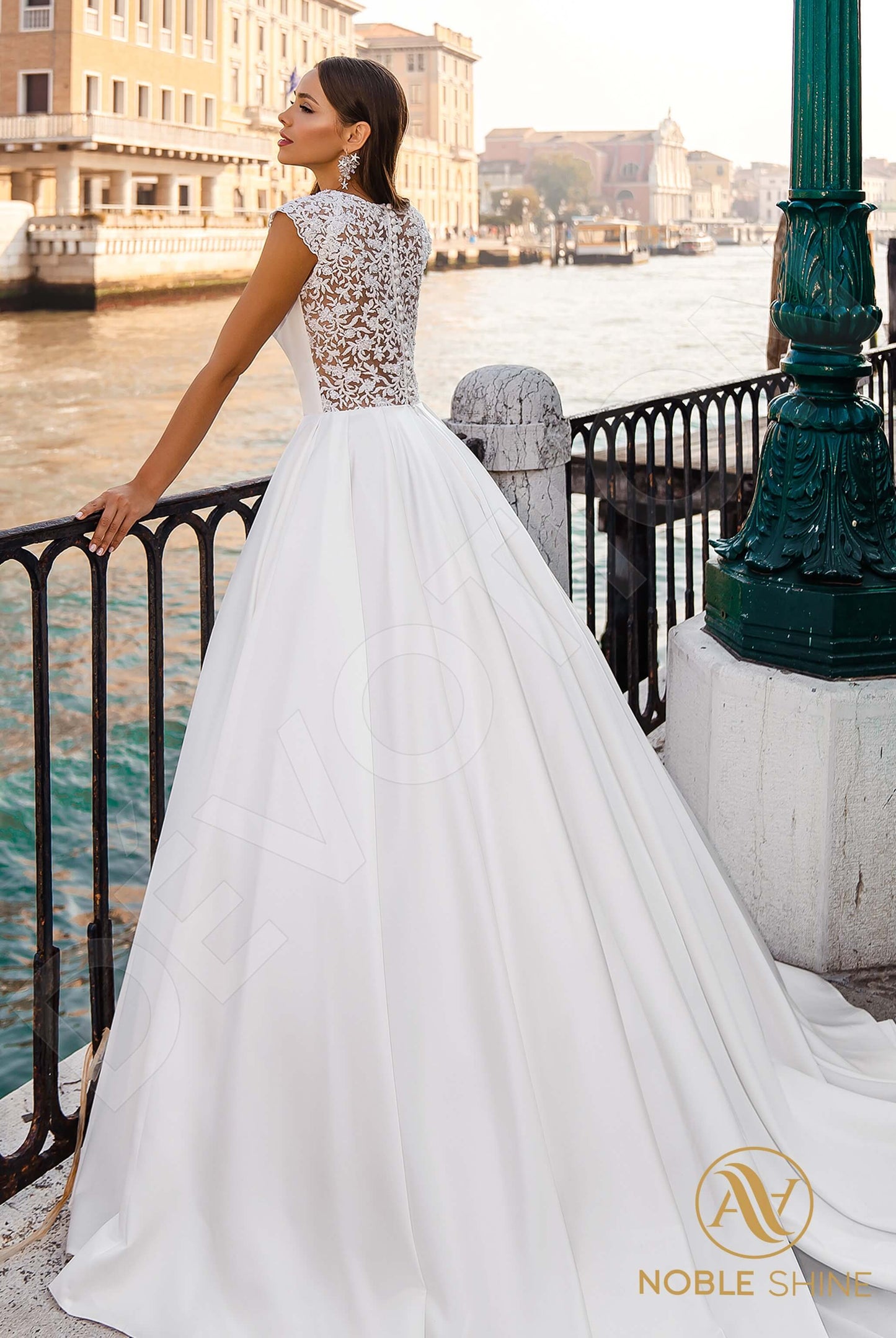 Ornella Full back A-line Short/ Cap sleeve Wedding Dress Back