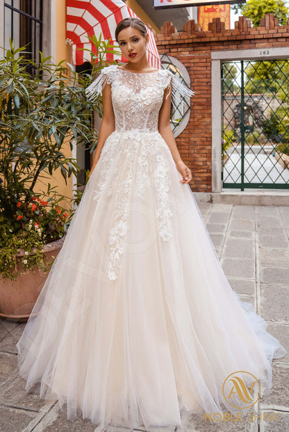 Sarita Lace up back A-line Sleeveless Wedding Dress Front