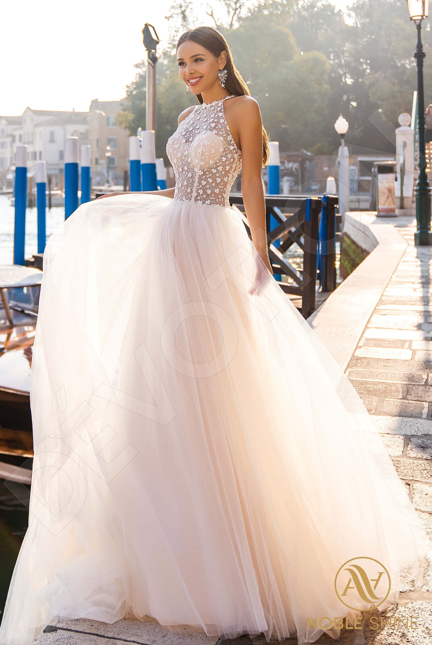 Elouisa Full back A-line Sleeveless Wedding Dress Front