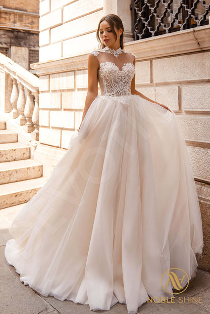 Theothilla Illusion back A-line Sleeveless Wedding Dress Front