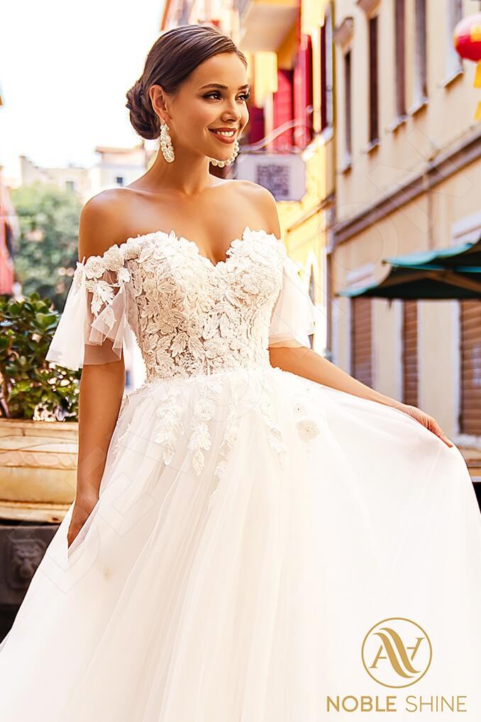 Constancia Open back A-line Short/ Cap sleeve Wedding Dress 4