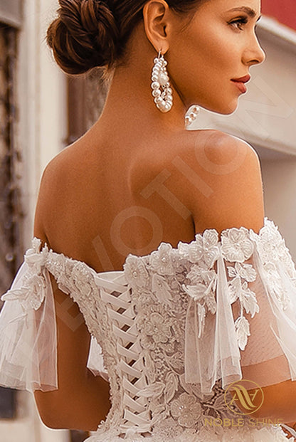 Constancia Open back A-line Short/ Cap sleeve Wedding Dress 7