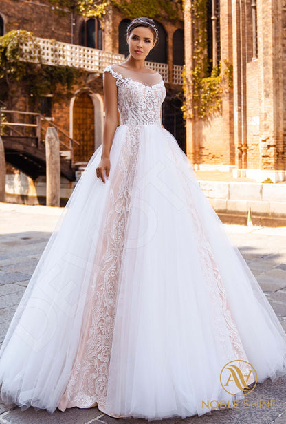 Nina Illusion back A-line Sleeveless Wedding Dress Front