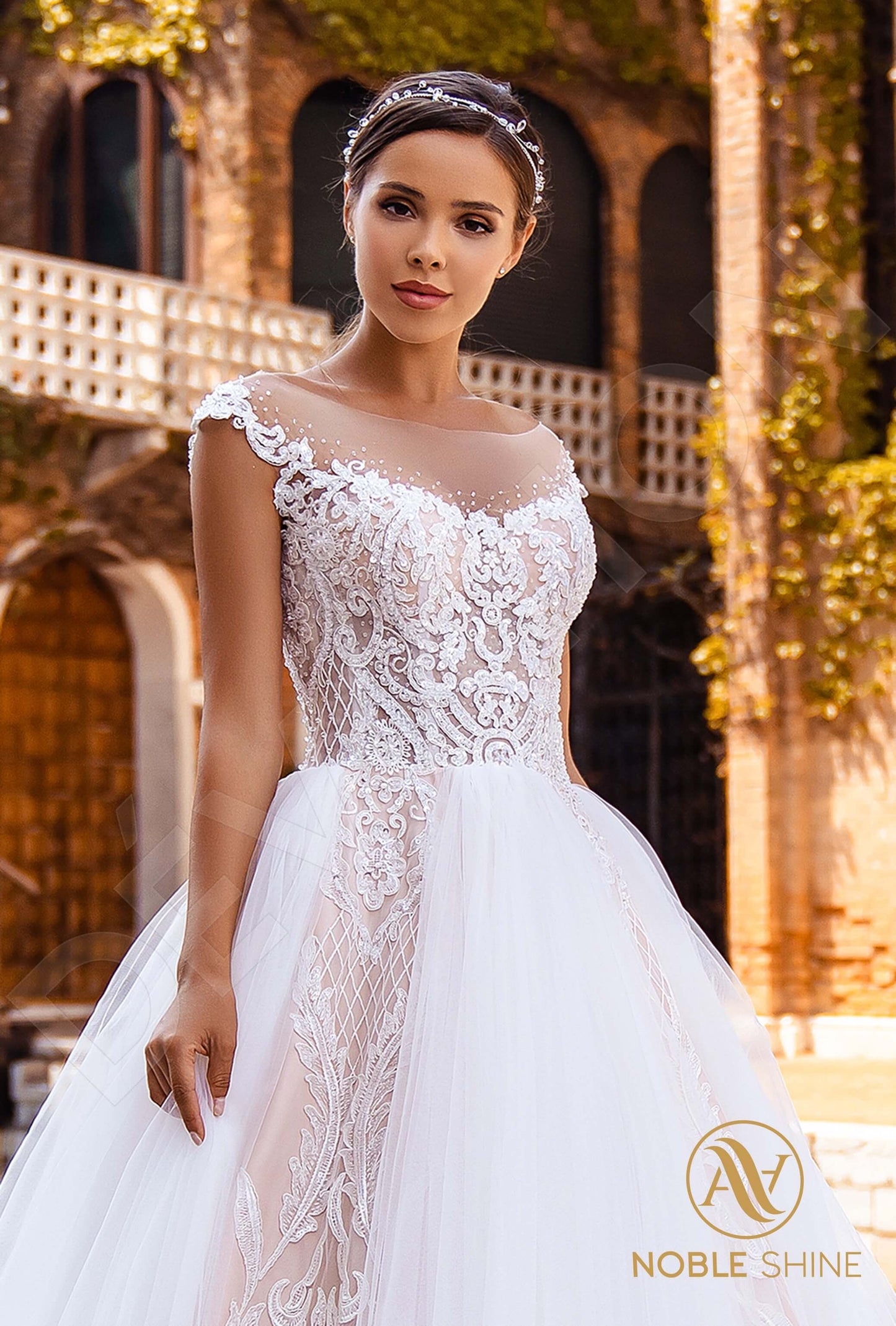 Nina Illusion back A-line Sleeveless Wedding Dress 2