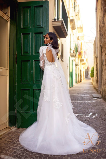 Ferruccio Open back A-line Long sleeve Wedding Dress Back