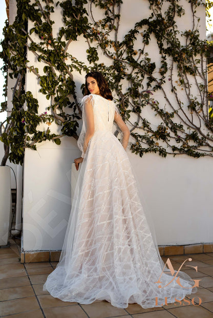 Uberta Full back A-line Long sleeve Wedding Dress Back