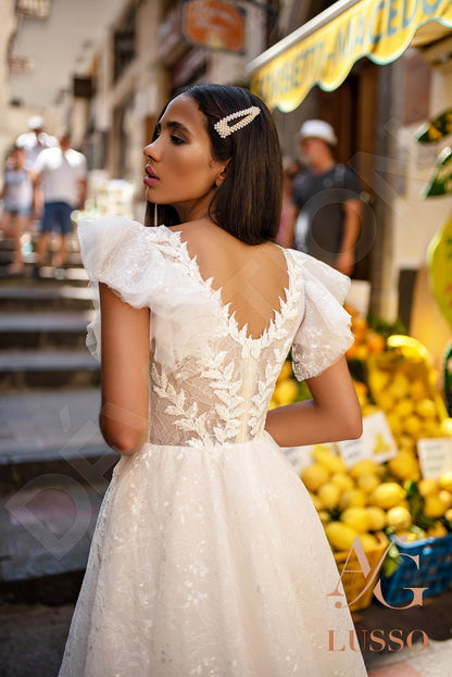 Alessa Open back A-line Short/ Cap sleeve Wedding Dress 3