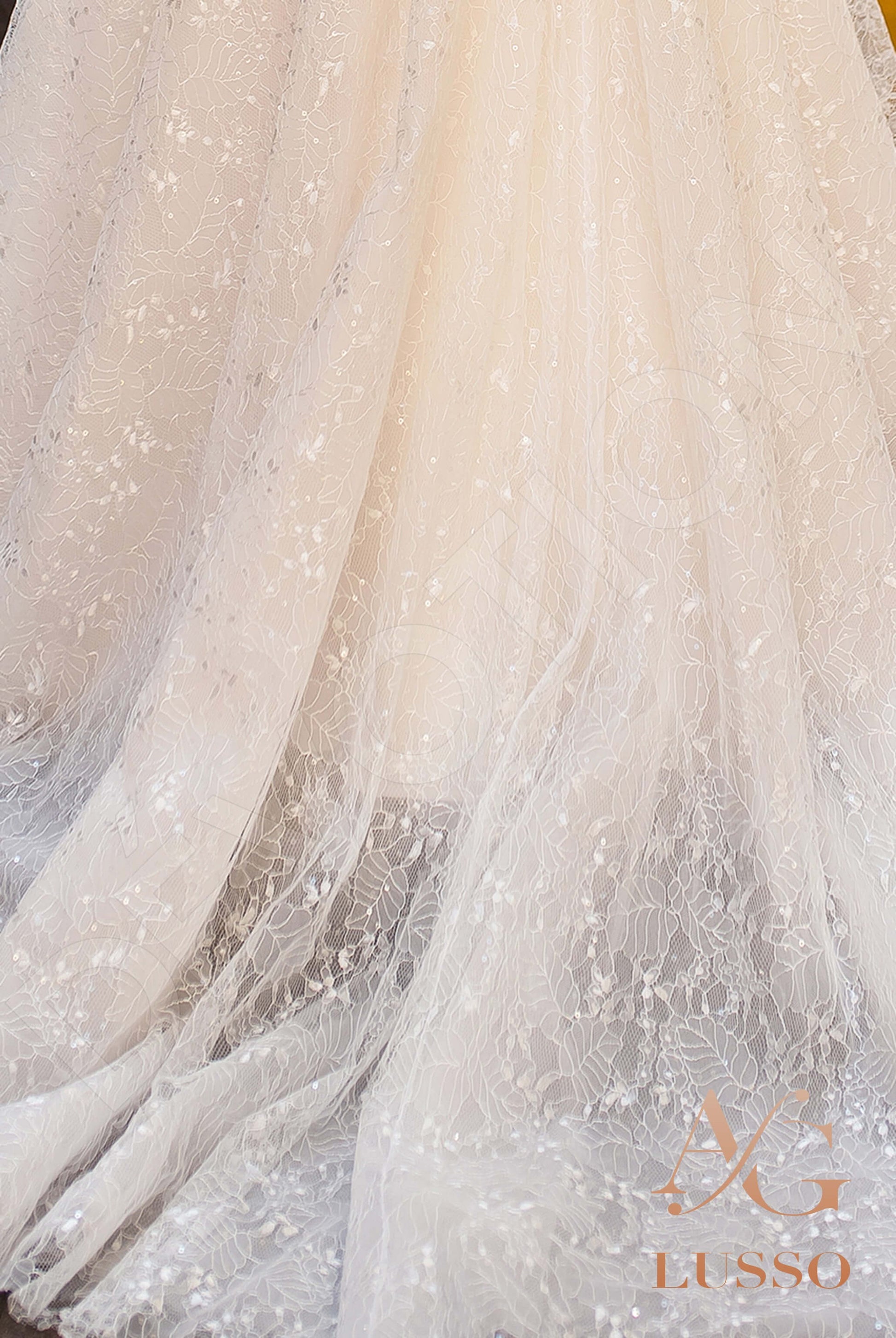 Alessa A-line Scoop Ivory Powder Wedding dress