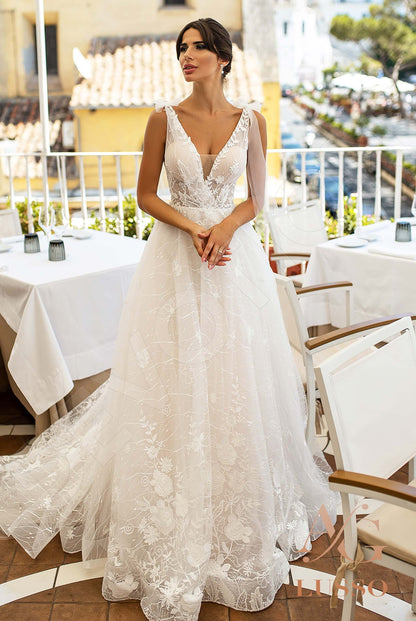 Colombina Open back A-line Sleeveless Wedding Dress Front
