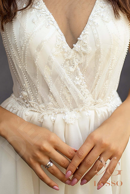 Cosima Open back A-line Short/ Cap sleeve Wedding Dress 5