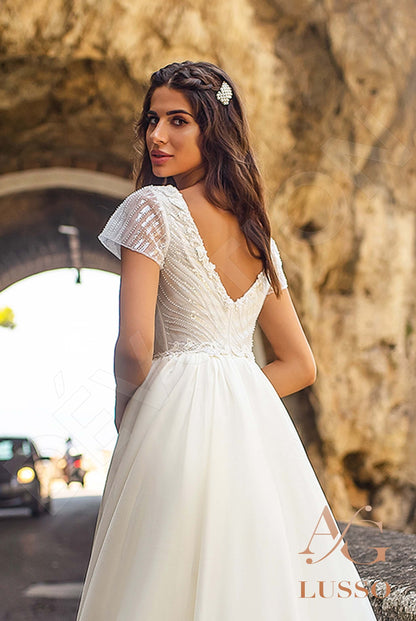 Cosima Open back A-line Short/ Cap sleeve Wedding Dress 7