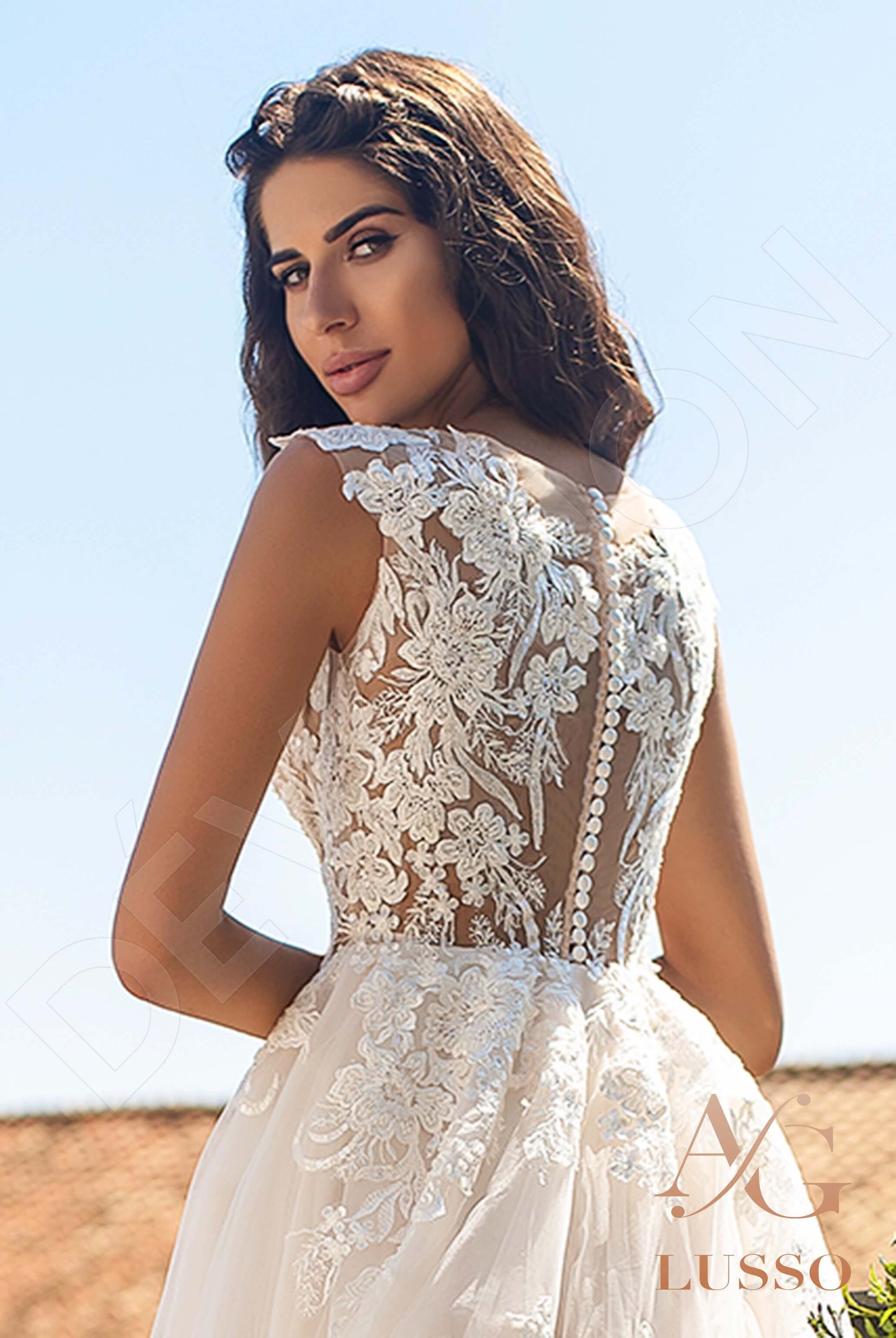 Delfina Full back A-line Sleeveless Wedding Dress 3