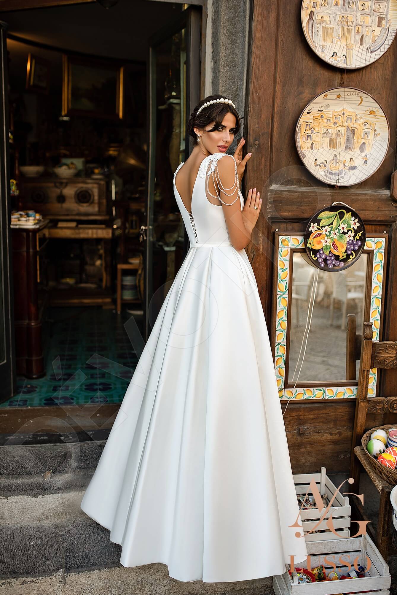 Evangelina Open back A-line Sleeveless Wedding Dress Back
