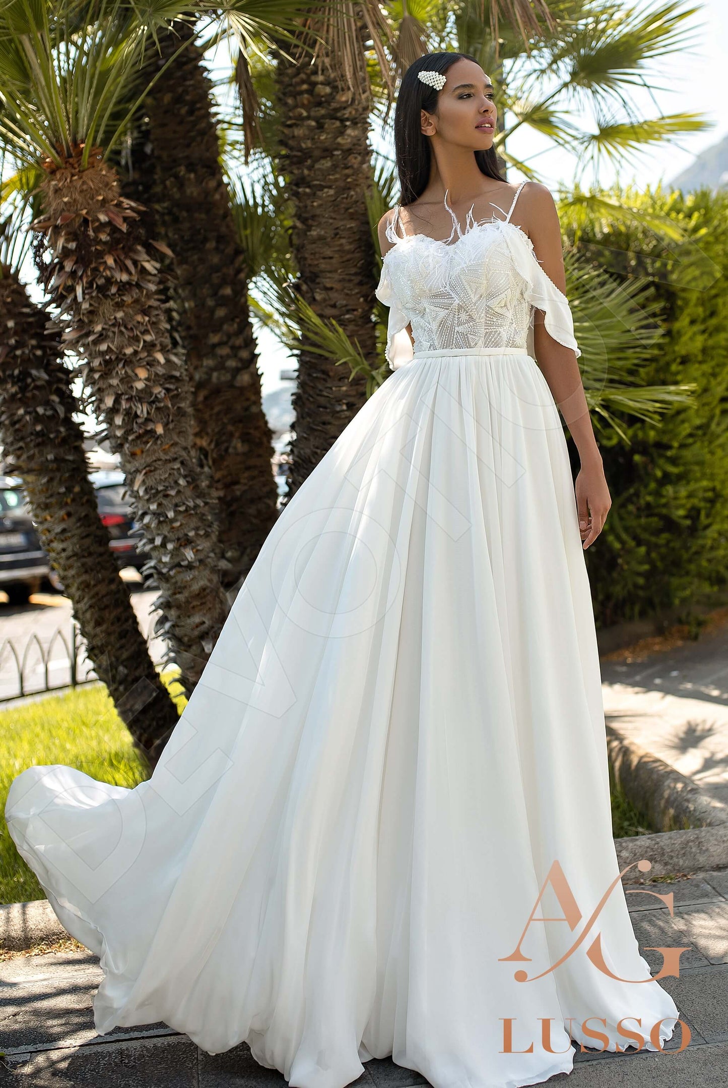 Vincenza Open back A-line Straps Wedding Dress Front