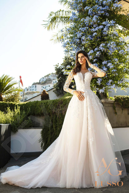 Bernardetta Full back A-line Long sleeve Wedding Dress 5