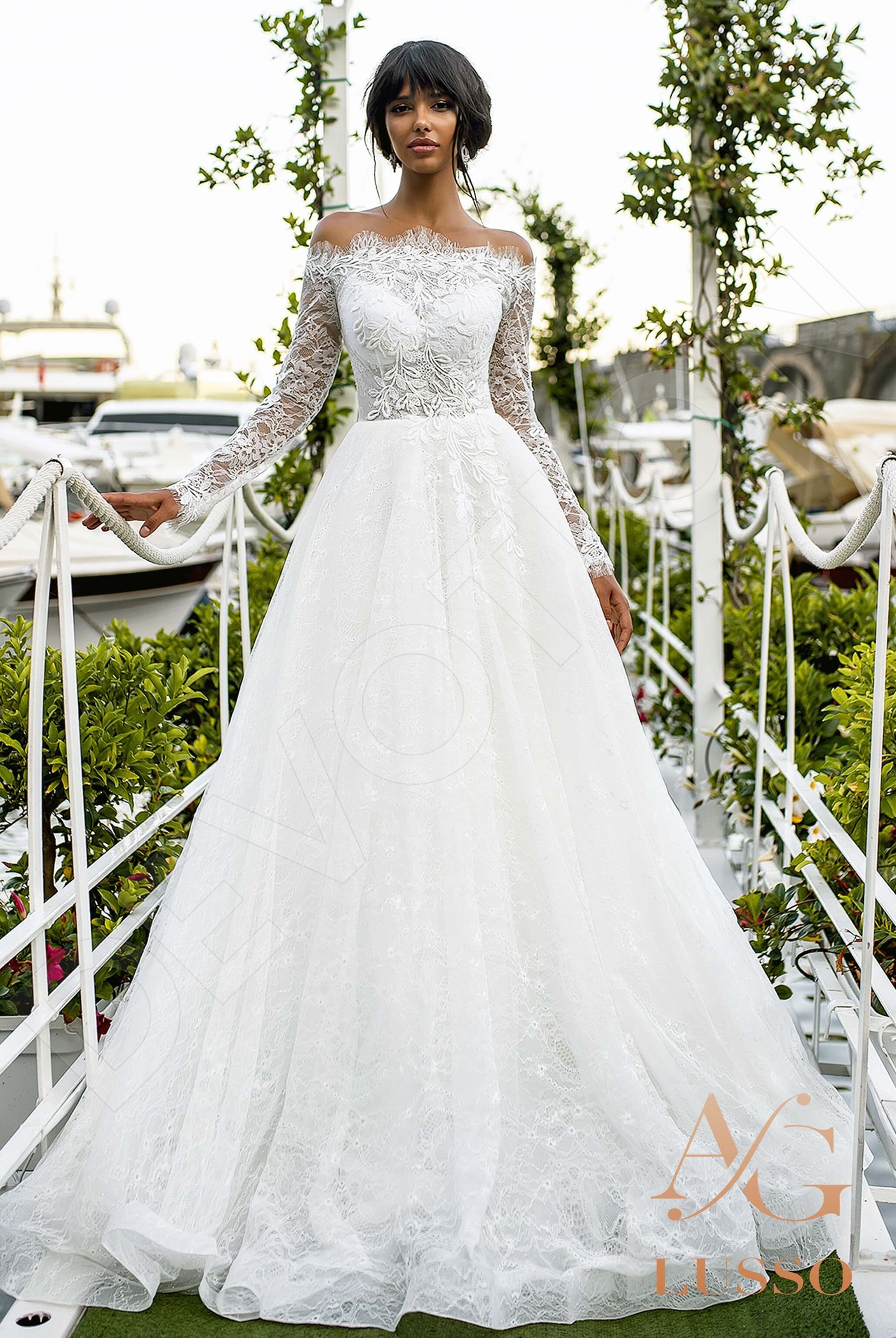 Fedora A-line Off-shoulder/Drop shoulders Ivory Wedding dress
