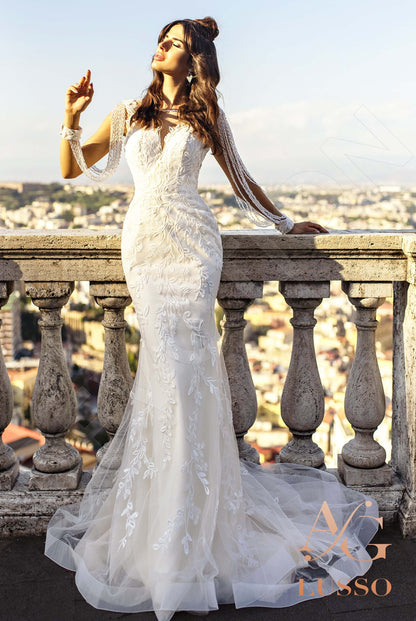 Tomassa Illusion back Trumpet/Mermaid Long sleeve Wedding Dress Back