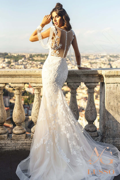 Tomassa Illusion back Trumpet/Mermaid Long sleeve Wedding Dress Front
