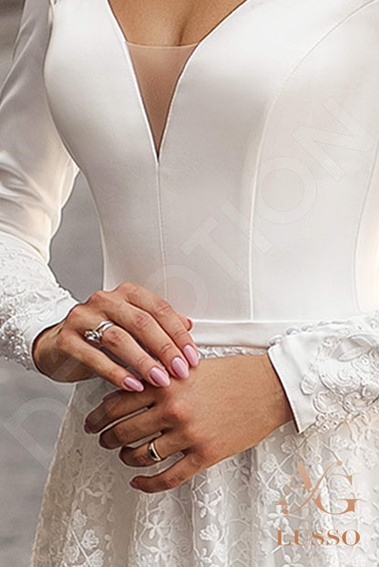 Abelie Open back A-line Long sleeve Wedding Dress 5
