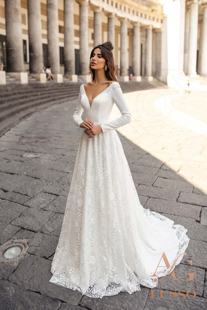 Abelie Open back A-line Long sleeve Wedding Dress 6