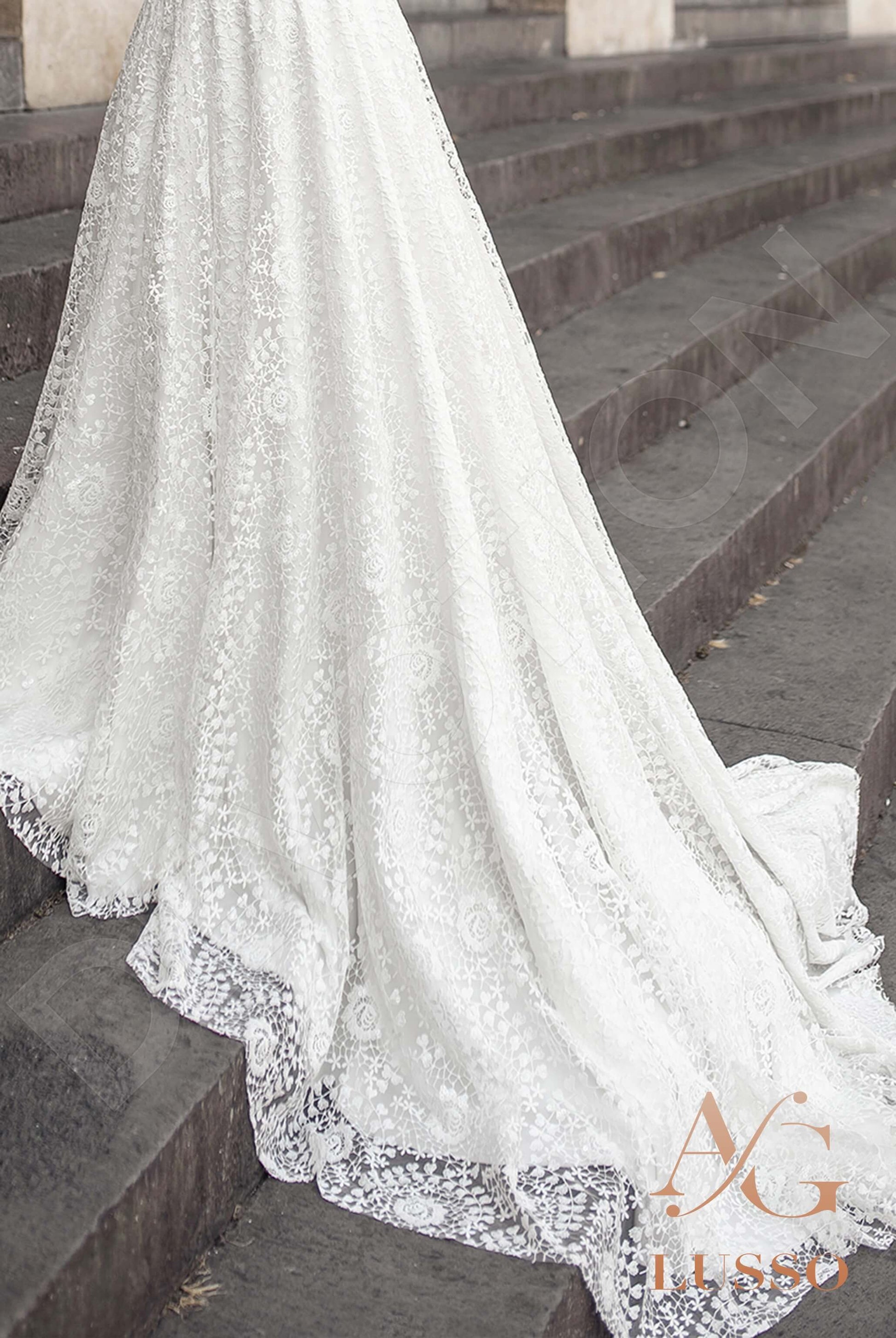 Abelie A-line Deep V-neck Ivory Wedding dress
