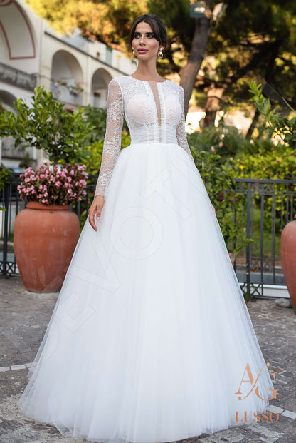 Tiziana Full back A-line Long sleeve Wedding Dress Front