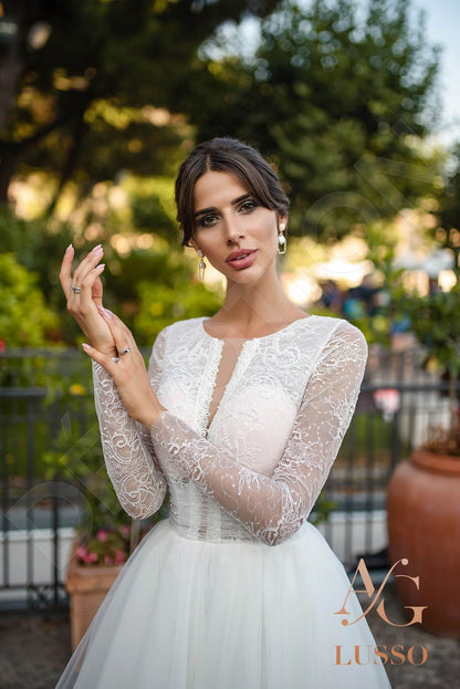 Tiziana Full back A-line Long sleeve Wedding Dress 2