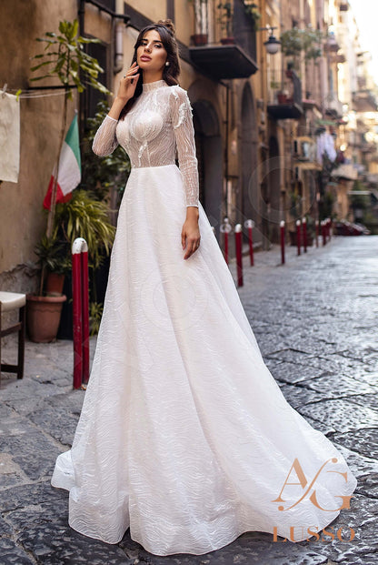Agostina Full back A-line Long sleeve Wedding Dress Front