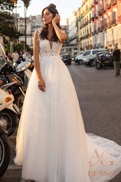 Falco Open back A-line Sleeveless Wedding Dress Front