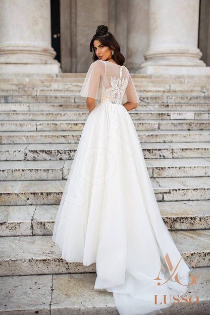 Benedetta Full back A-line Short/ Cap sleeve Wedding Dress Back